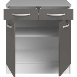 Unterschrank Eko 80cm 2 Türen und 2 Schubladen - grau