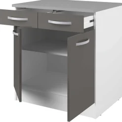 Unterschrank Eko 80cm 2 Türen und 2 Schubladen - grau
