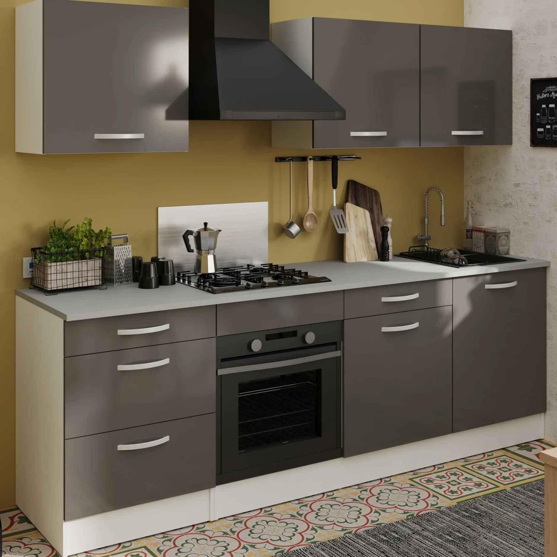 Unterschrank Eko 60x60 mit 3 Schubladen - grau
