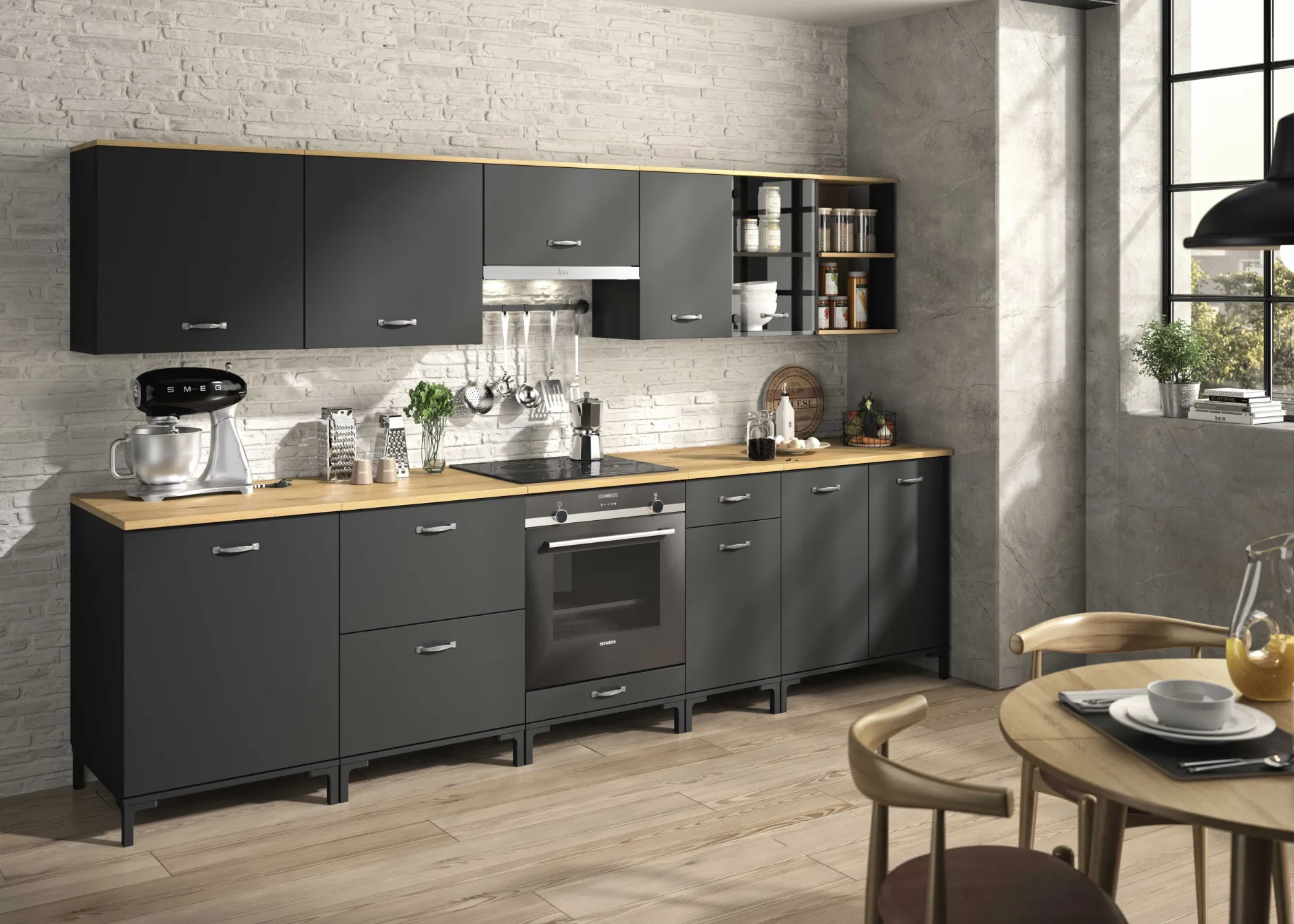 Unterschrank Küche Manchester | 40 x 60 x 86 cm | Helvezia Oak Design