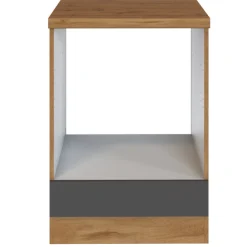 Unterschrank Sorrella 60cm für Backofen und Kochfeld - anthrazit/eiche