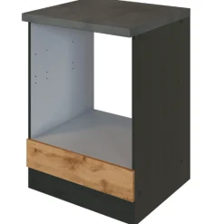 Unterschrank Sorrella 60cm für Backofen und Kochfeld - Eiche/Graphit