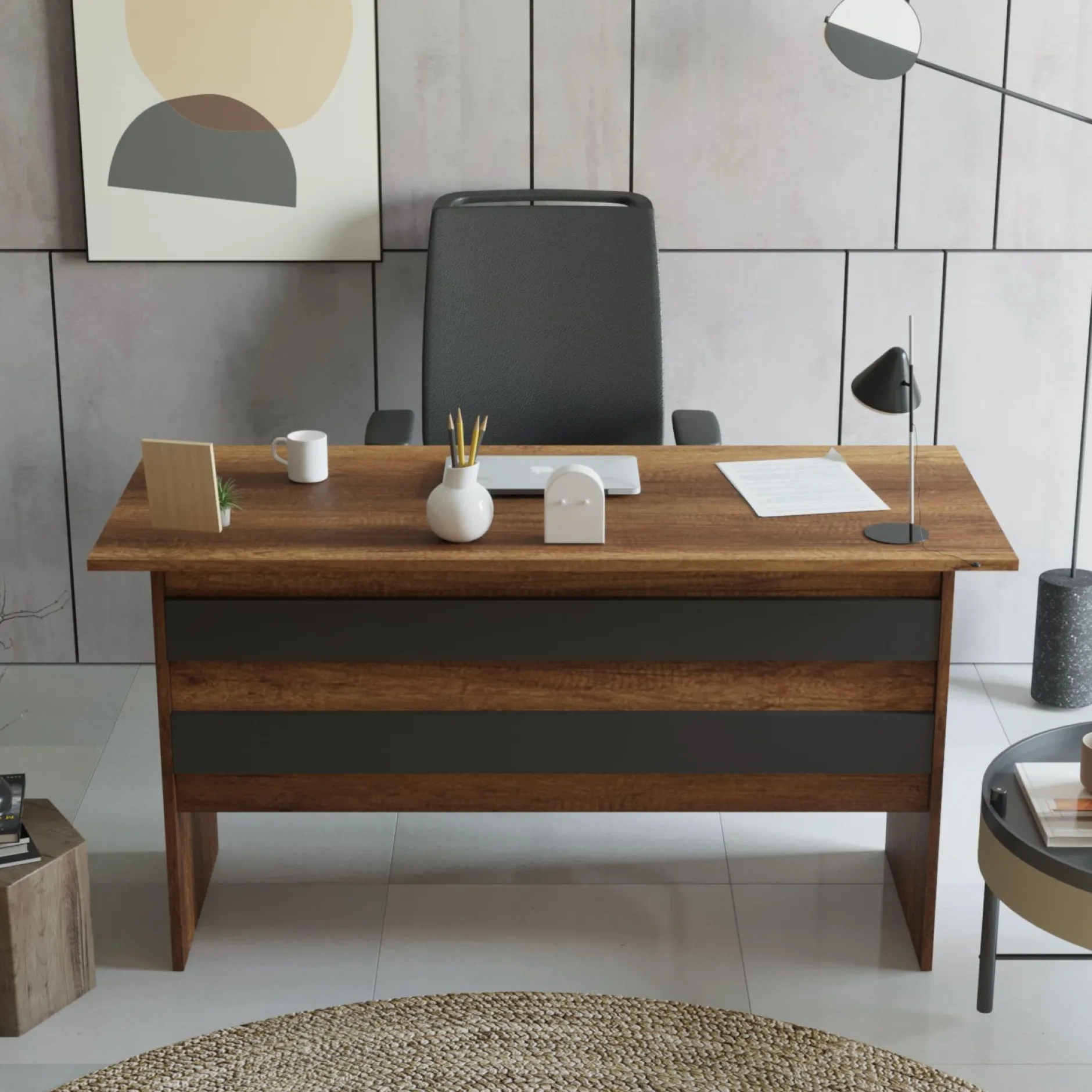 Vario A Schreibtisch | 100 % MELAMIN | Walnuss, Anthrazit