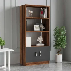 Vario D Bücherregal | 100 % MELAMIN | Walnuss, Anthrazit