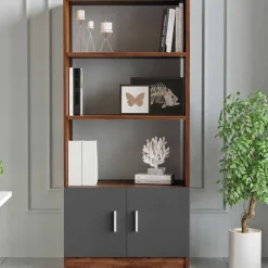 Vario D Bücherregal | 100 % MELAMIN | Walnuss, Anthrazit