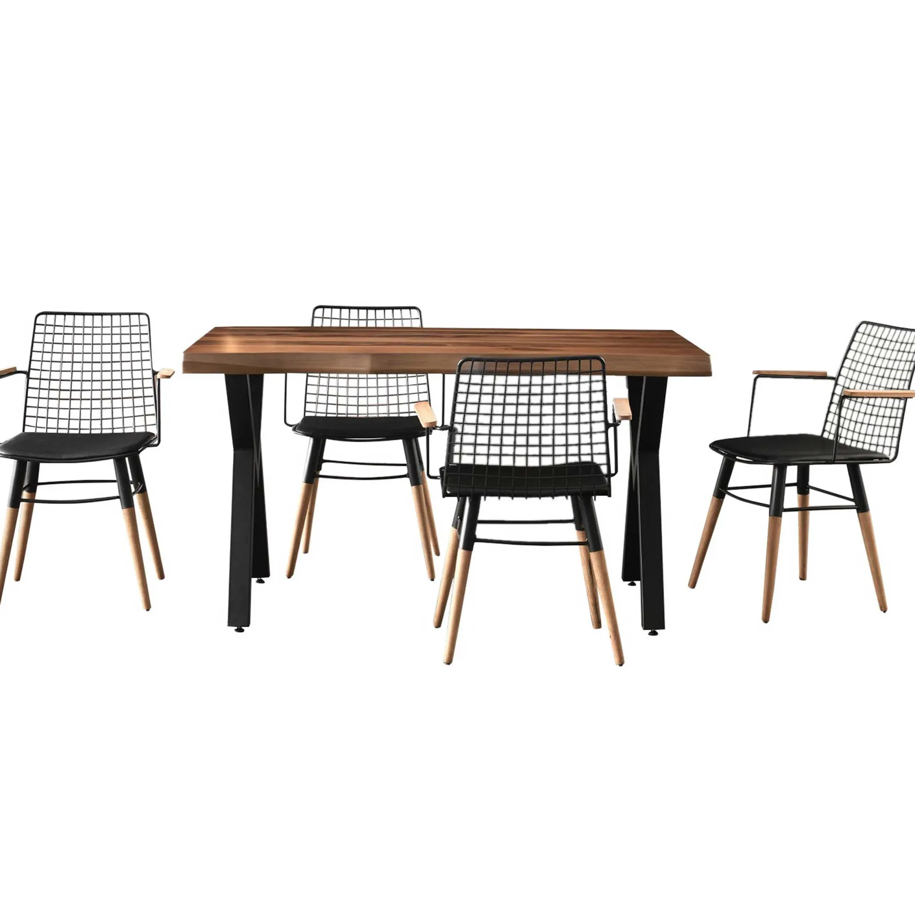 Vella Esstisch | Schwarzes Nussbaumholz | Metallbeine
