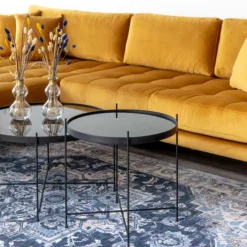 Venezia Schwarzer Couchtisch - Stahl und Glas