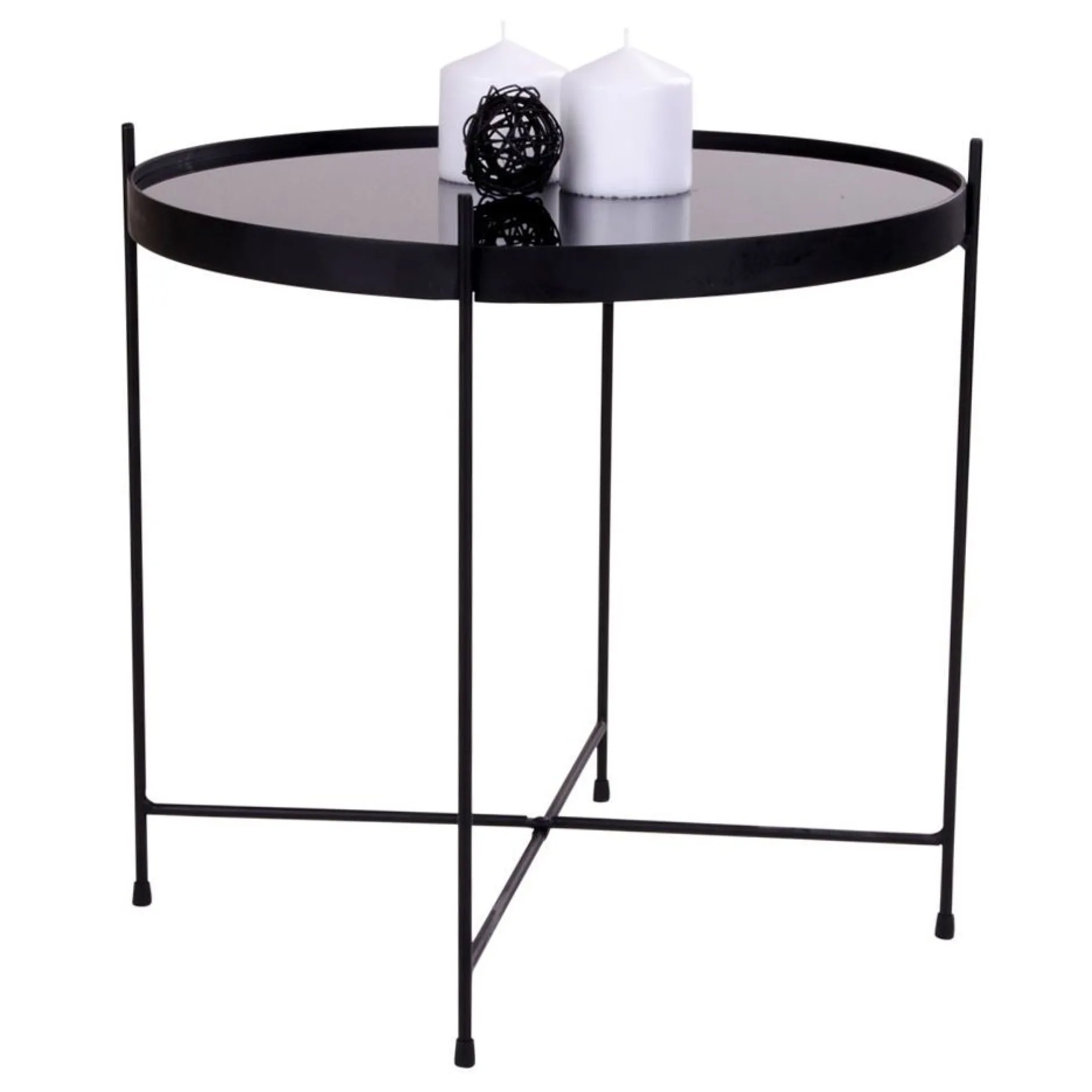 Venezia Schwarzer Couchtisch - Stahl und Glas