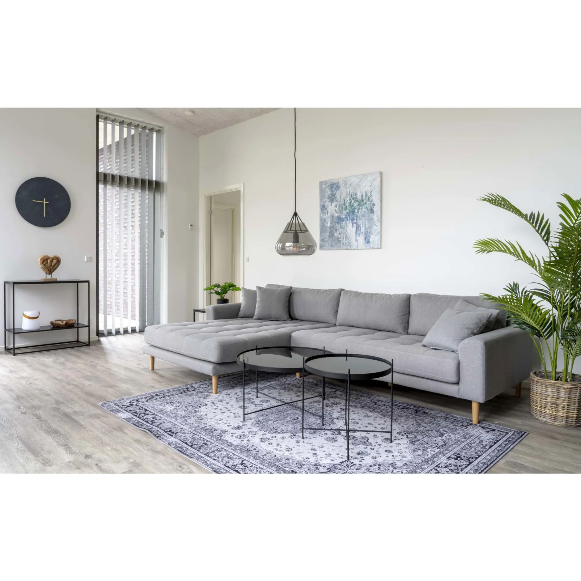 Venezia Schwarzer Couchtisch: Stahl und Glas Ø70xh40cm