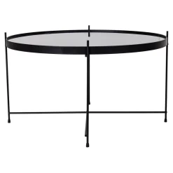 Venezia Schwarzer Couchtisch: Stahl und Glas Ø70xh40cm