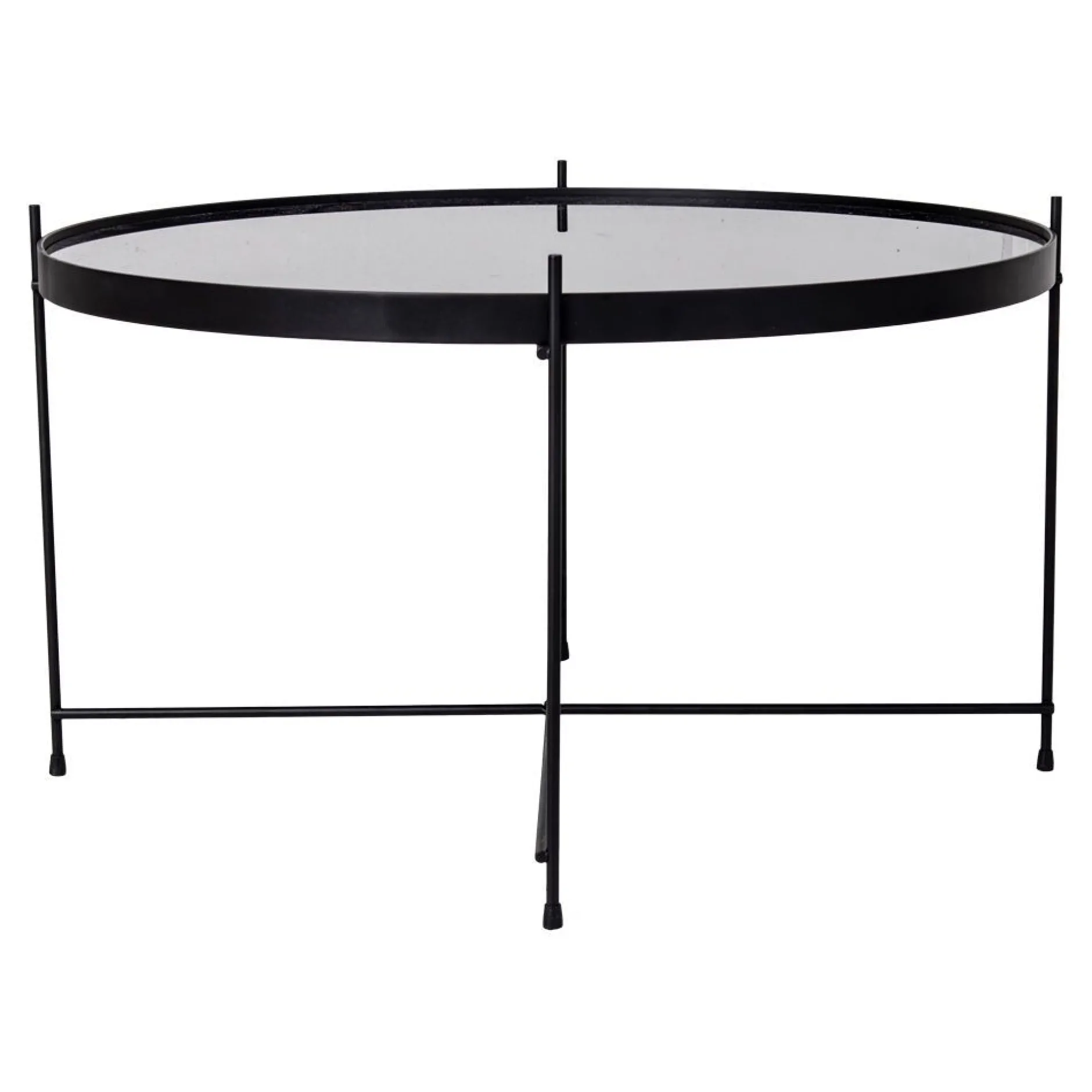 Venezia Schwarzer Couchtisch: Stahl und Glas Ø70xh40cm