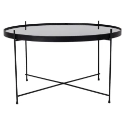 Venezia Schwarzer Couchtisch: Stahl und Glas Ø70xh40cm