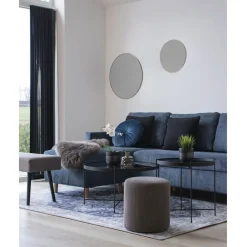 Venezia Schwarzer Couchtisch: Stahl und Glas Ø70xh40cm