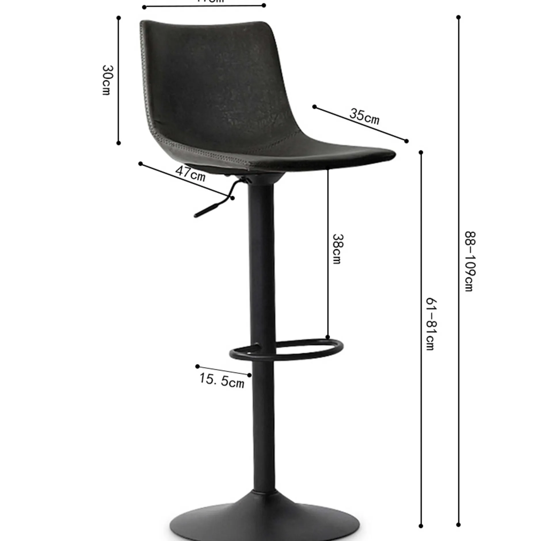 Verstellbarer Barhocker Fontana - anthrazit