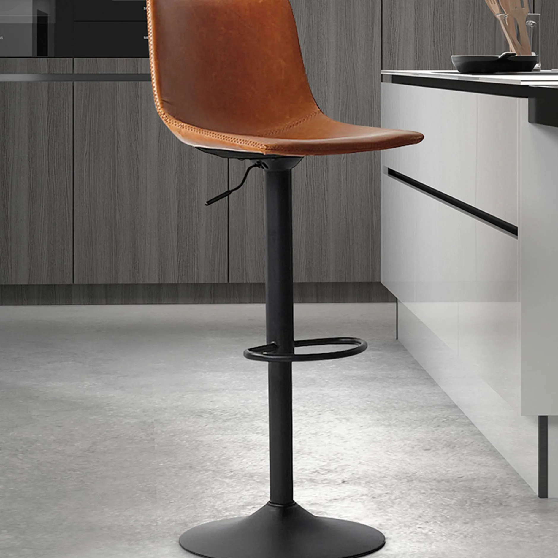 Verstellbarer Barhocker Fontana - cognac