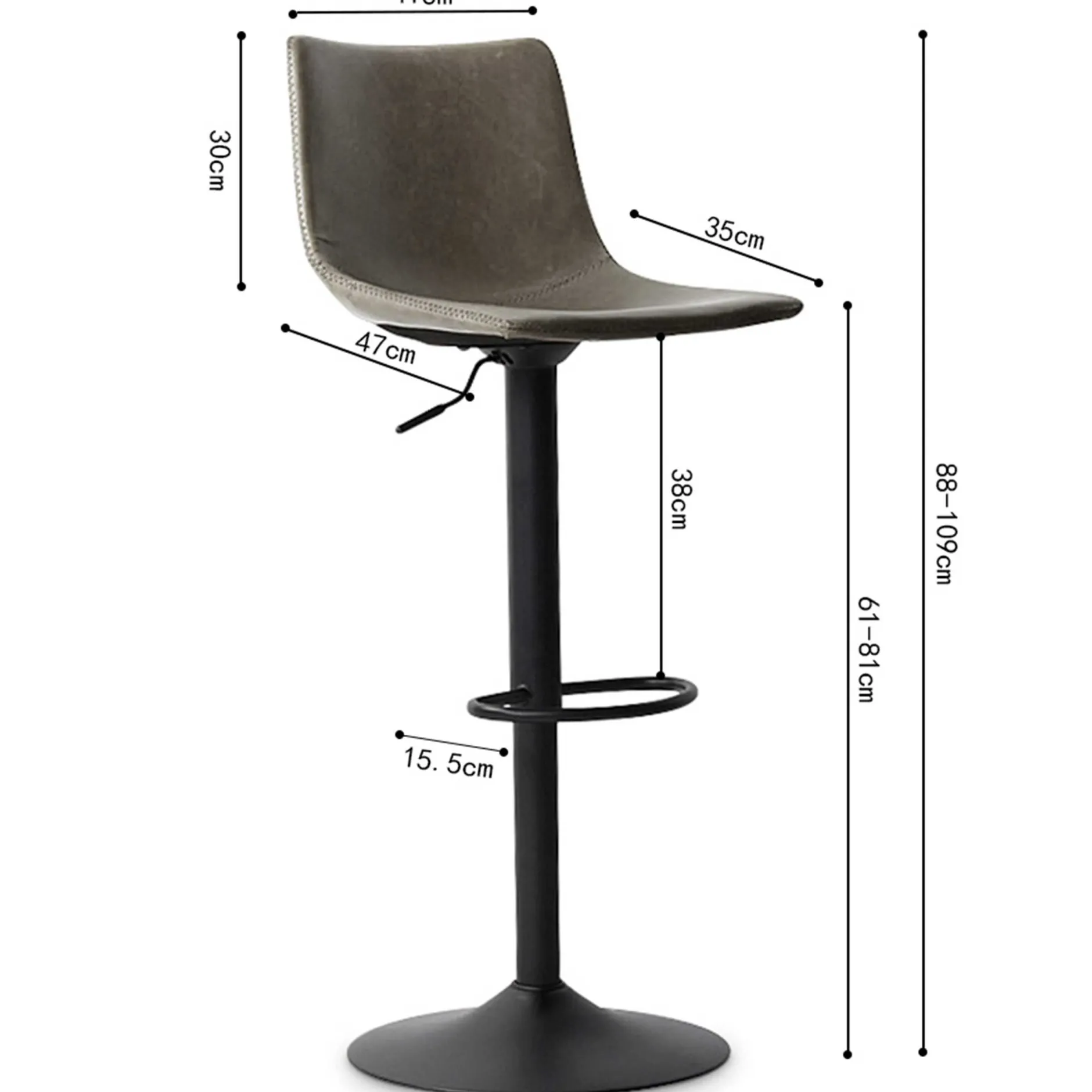 Verstellbarer Barhocker Fontana - grau