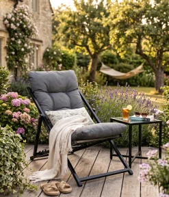 Verstellbarer Gartenstuhl Atelier del Sofa - Metall und Polyester - dunkelgrau