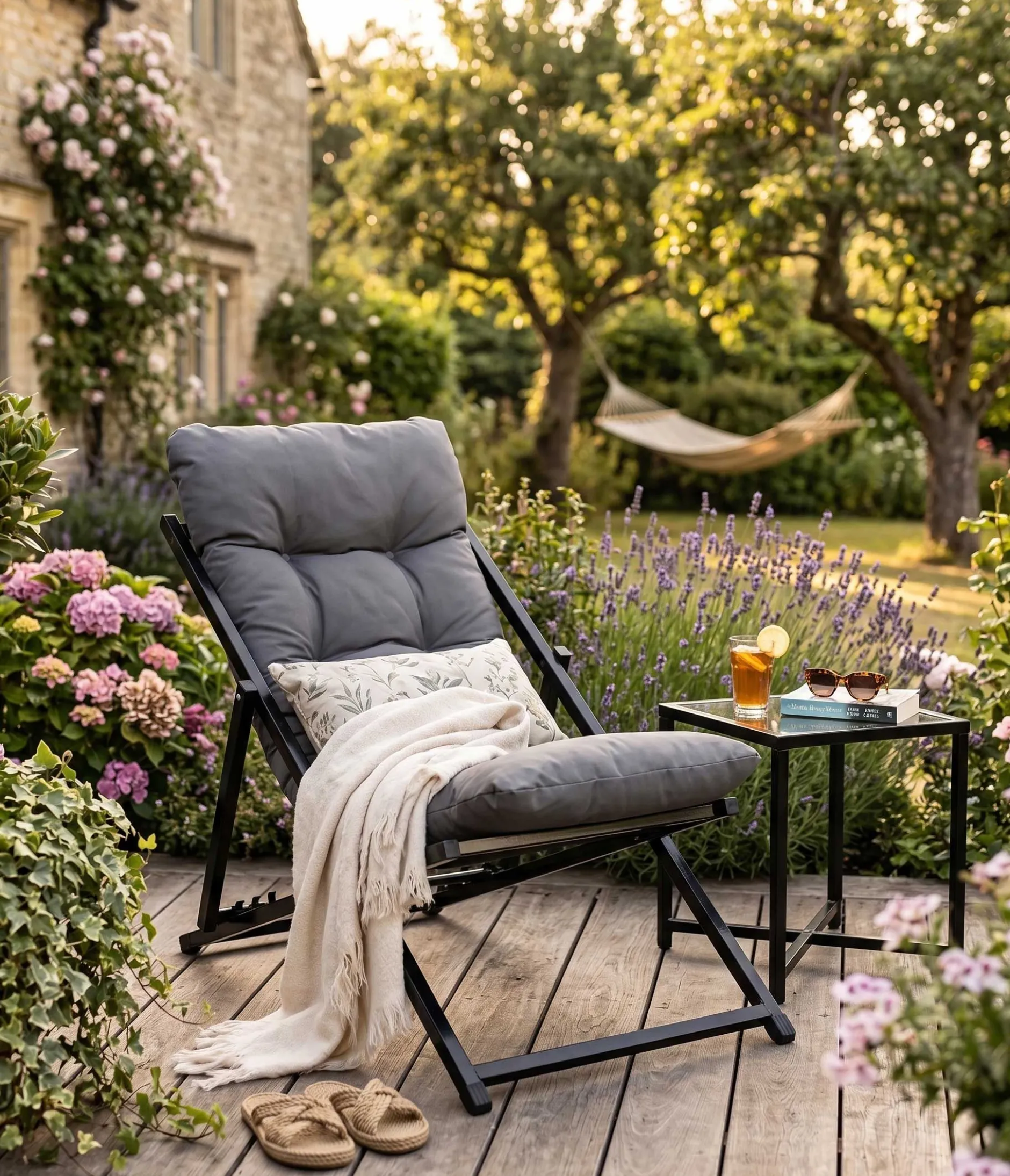 Verstellbarer Gartenstuhl Atelier del Sofa - Metall und Polyester - dunkelgrau