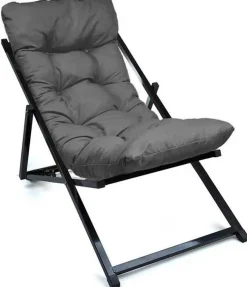 Verstellbarer Gartenstuhl Atelier del Sofa - Metall und Polyester - dunkelgrau
