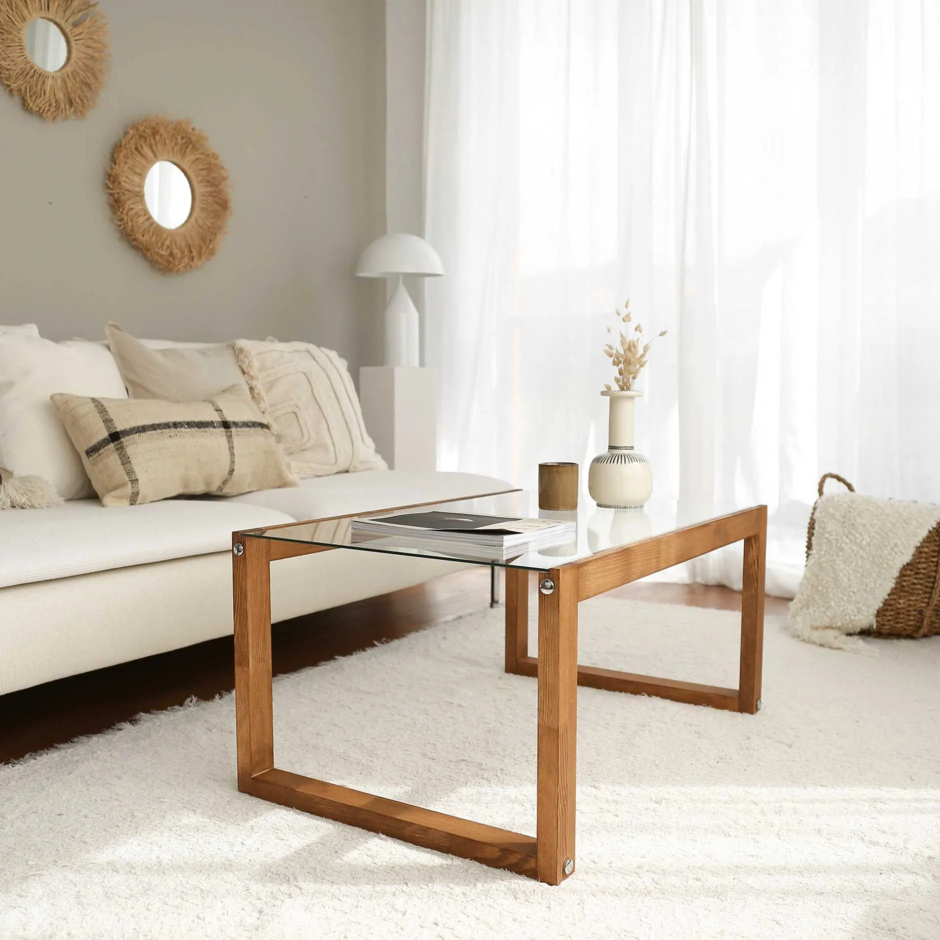 Via Couchtisch | GEHÄRTETES GLAS | Holz