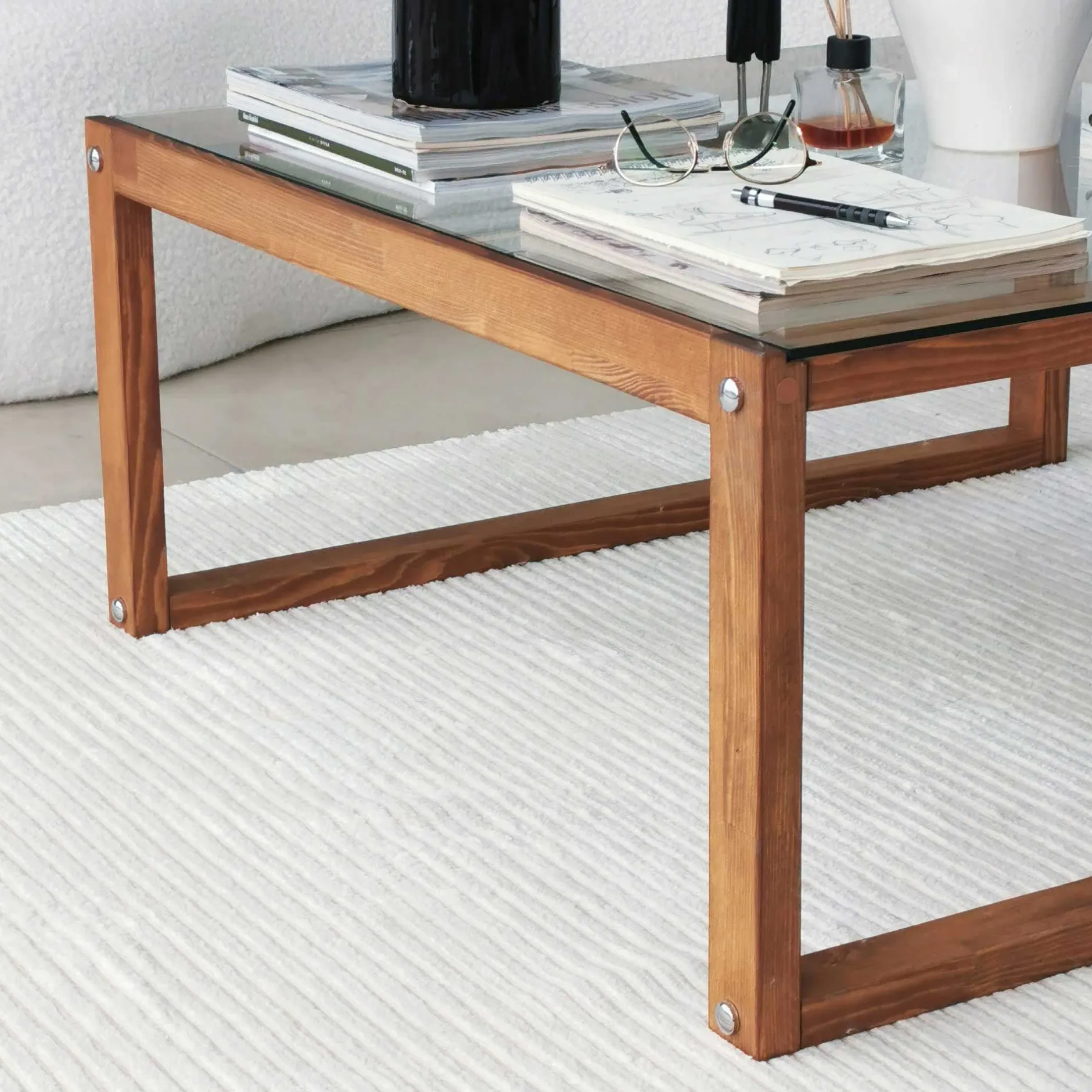 Via Couchtisch | GEHÄRTETES GLAS | Holz