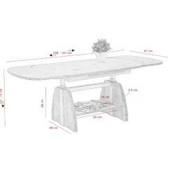 Vienna Couchtisch 108/157x67x52/71 cm-artisan Eiche