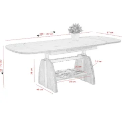 Vienna Couchtisch 108/157x67x52/71 cm Buche