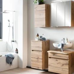 VikasBadezimmer : Hängeschränke, Spiegelschrank, Waschtischunterschrank - Eiche Dekor