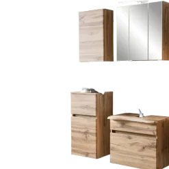 VikasBadezimmer : Hängeschränke, Spiegelschrank, Waschtischunterschrank - Eiche Dekor