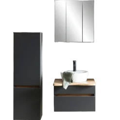 VikasBadezimmer : Säulenschrank, Spiegelschrank, Waschbeckenschrank - anthrazit