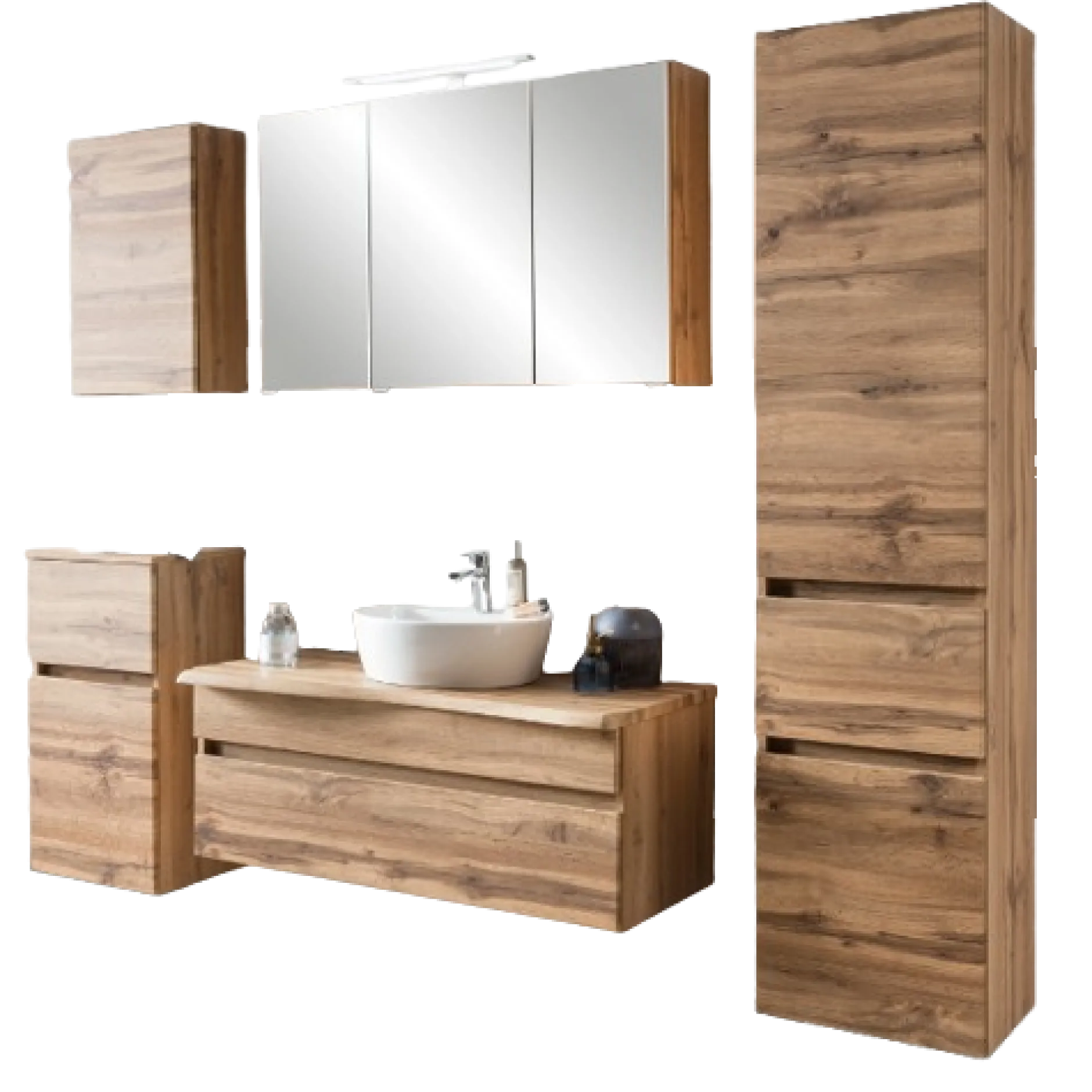 VikasBadezimmer : Wandschränke, Spiegelschrank, Waschbeckenschrank, Säulenschrank - Eiche Dekor