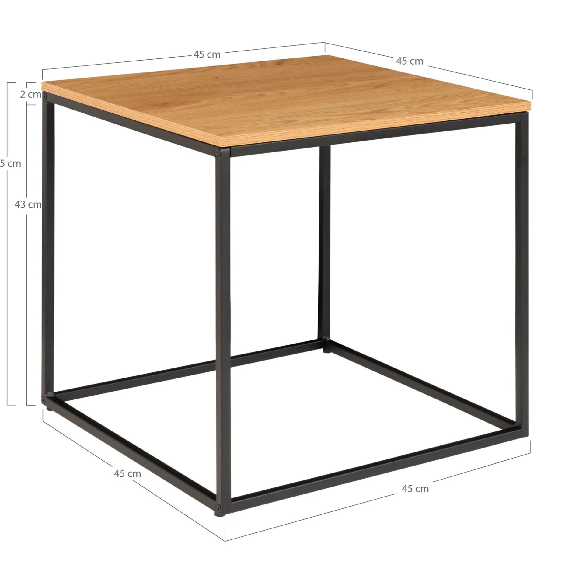 Vita Beistelltisch Eiche Natur - 45x45x45 cm
