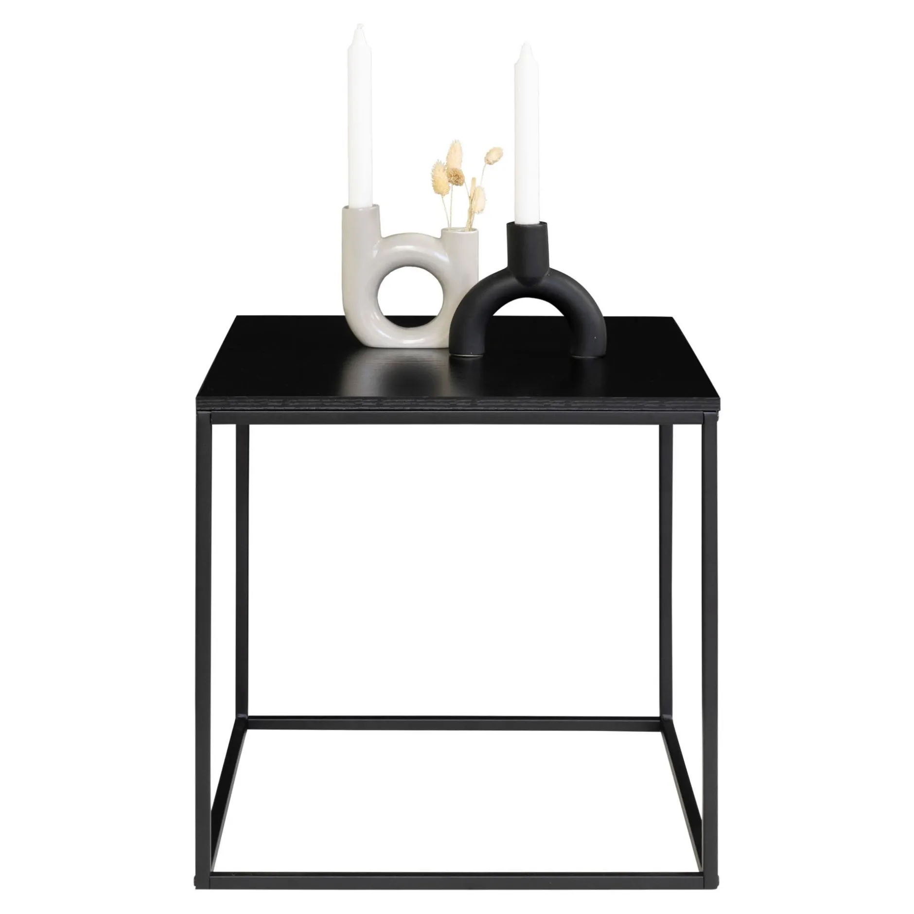 Vita Schwarzer Beistelltisch - 45x45 cm Stahl und Melamin