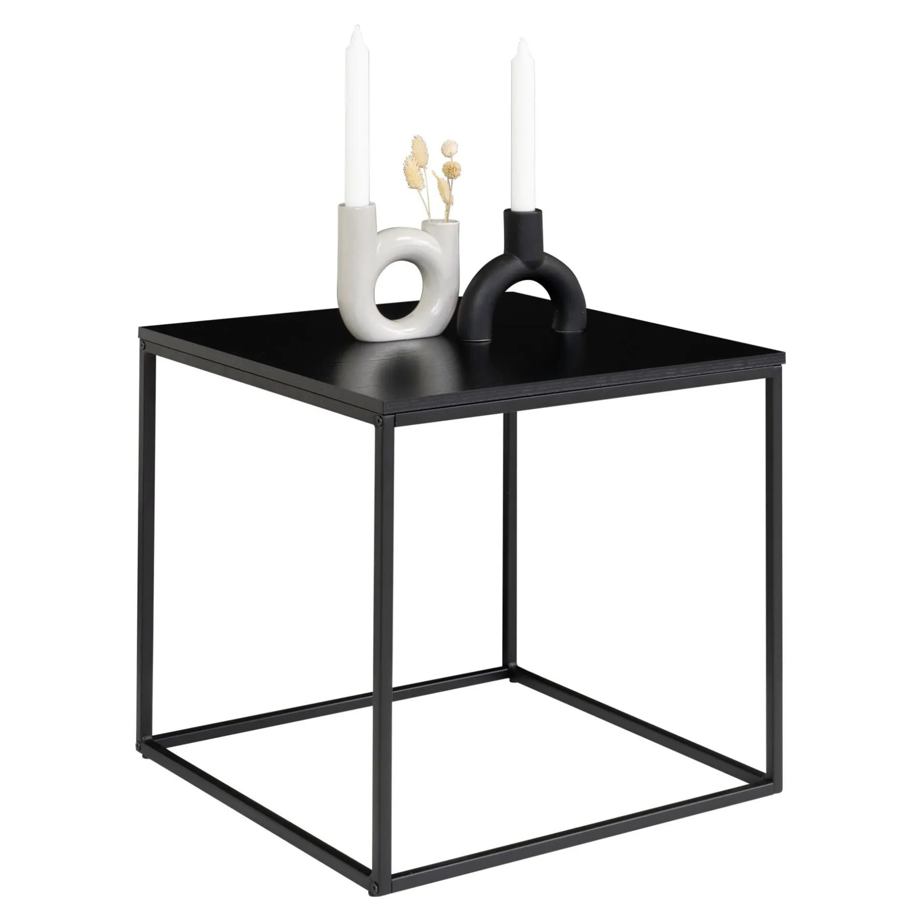 Vita Schwarzer Beistelltisch - 45x45 cm Stahl und Melamin
