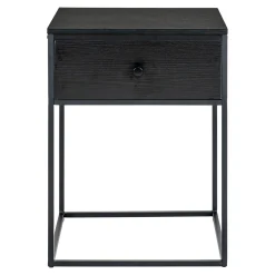 Vita Schwarzer Beistelltisch mit Schublade | Stahl, MDF 40x40x55cm