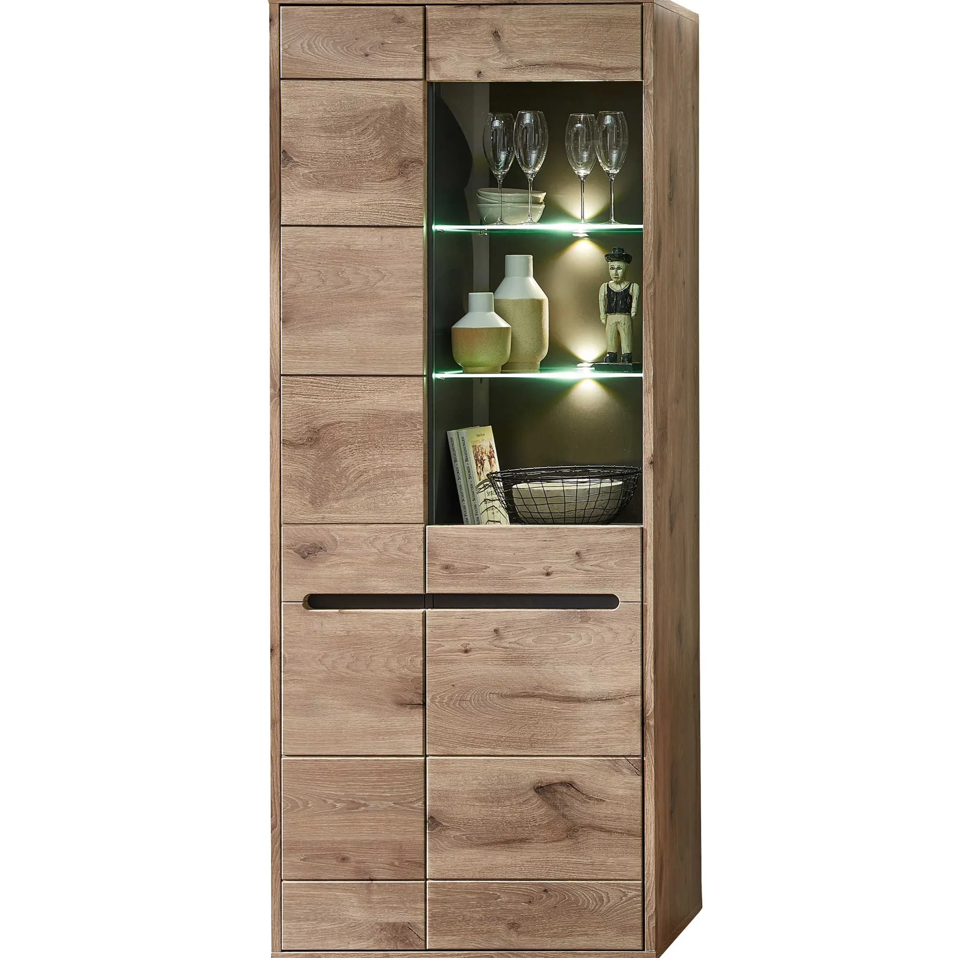 Vitrine Bellini 80cm 2 Türen - Eiche/anthrazit