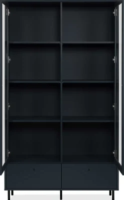 Vitrine Carillon 100cm mit zwei Türen und Schublade - navy blue