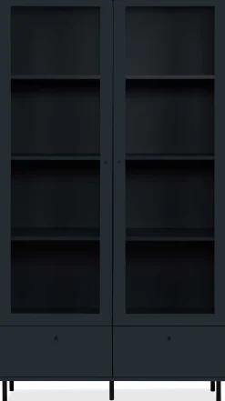 Vitrine Carillon 100cm mit zwei Türen und Schublade - navy blue