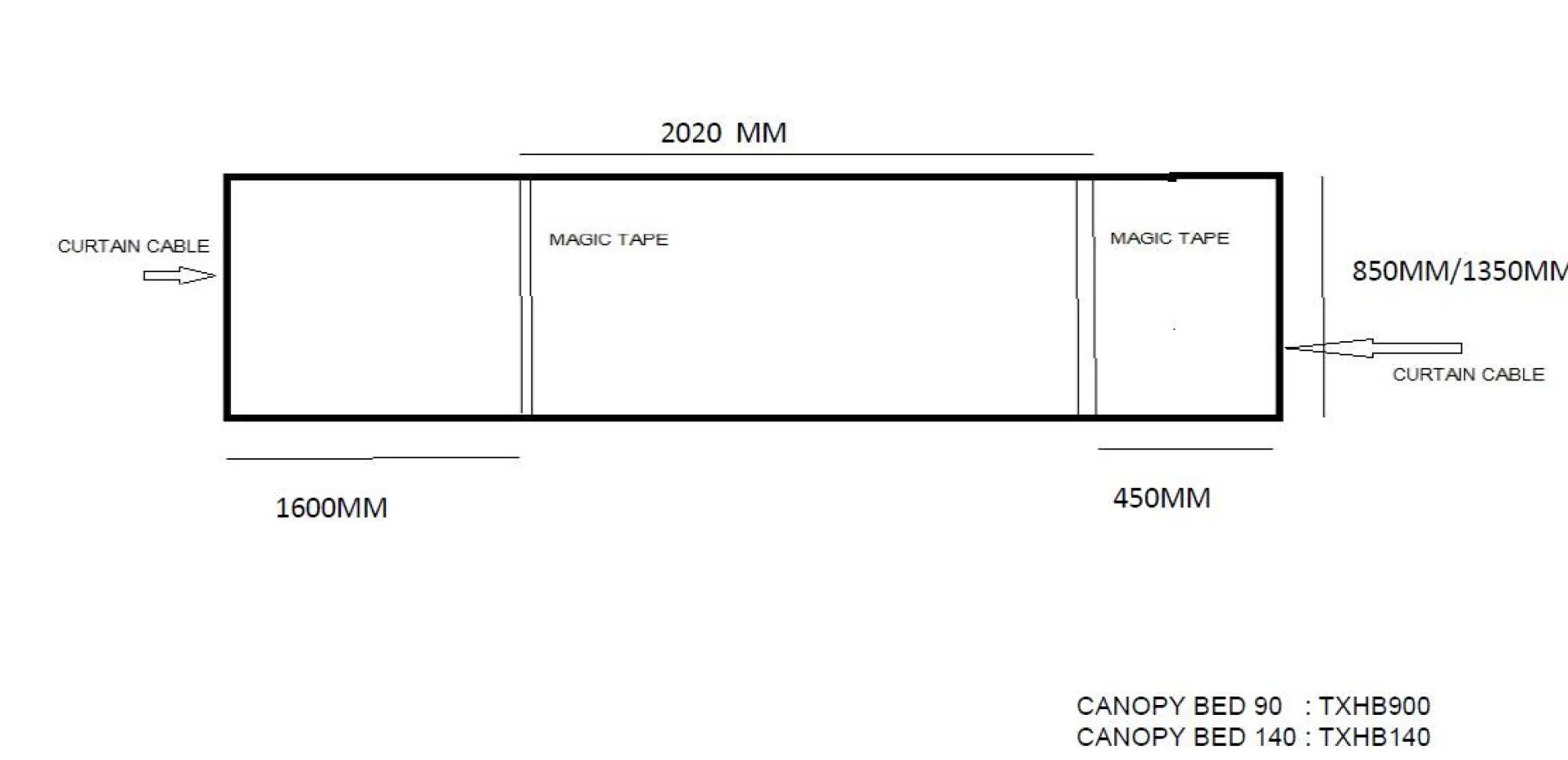 Voile für Himmelbett Charlotte 90cm Baumwolle - weiß