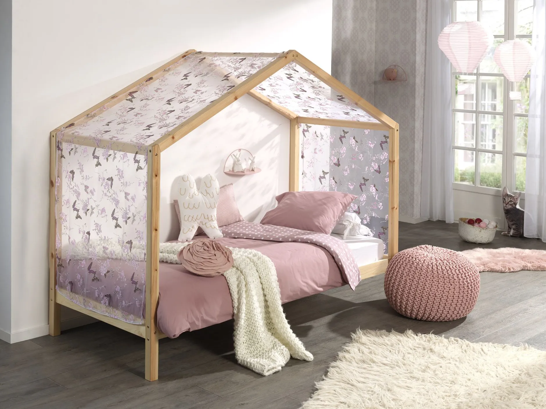 Voile mit Schmetterlingsmuster - rosa