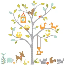 Wandaufkleber Happy Woodland Fuchs und Freunde Baum
