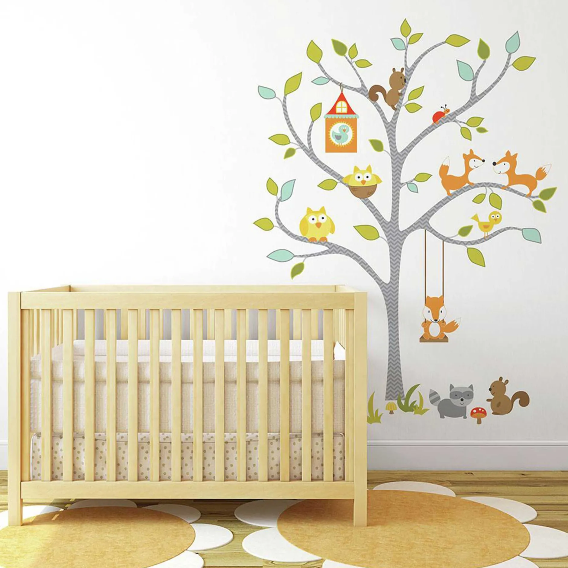 Wandaufkleber Happy Woodland Fuchs und Freunde Baum