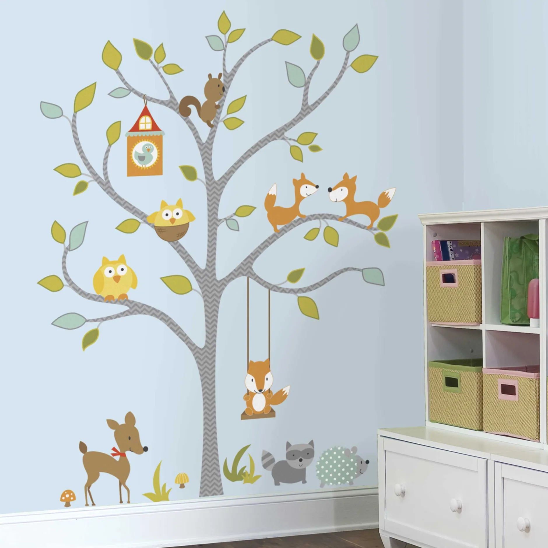 Wandaufkleber Happy Woodland Fuchs und Freunde Baum