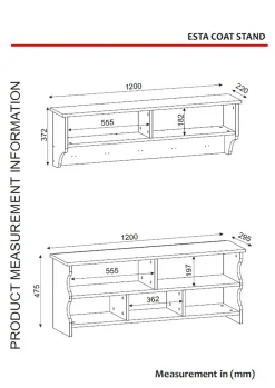 Wandgarderobe Esta - mit Schuhbank - Dekor Weiß/Walnuss
