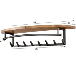 Wandgarderobe Menga | 100 x 20 x 30 cm | Massivholz Akazie