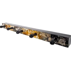 Wandgarderobe mit 5 Knöpfen | 75 x 6 x 11 cm | Schwarz-gold