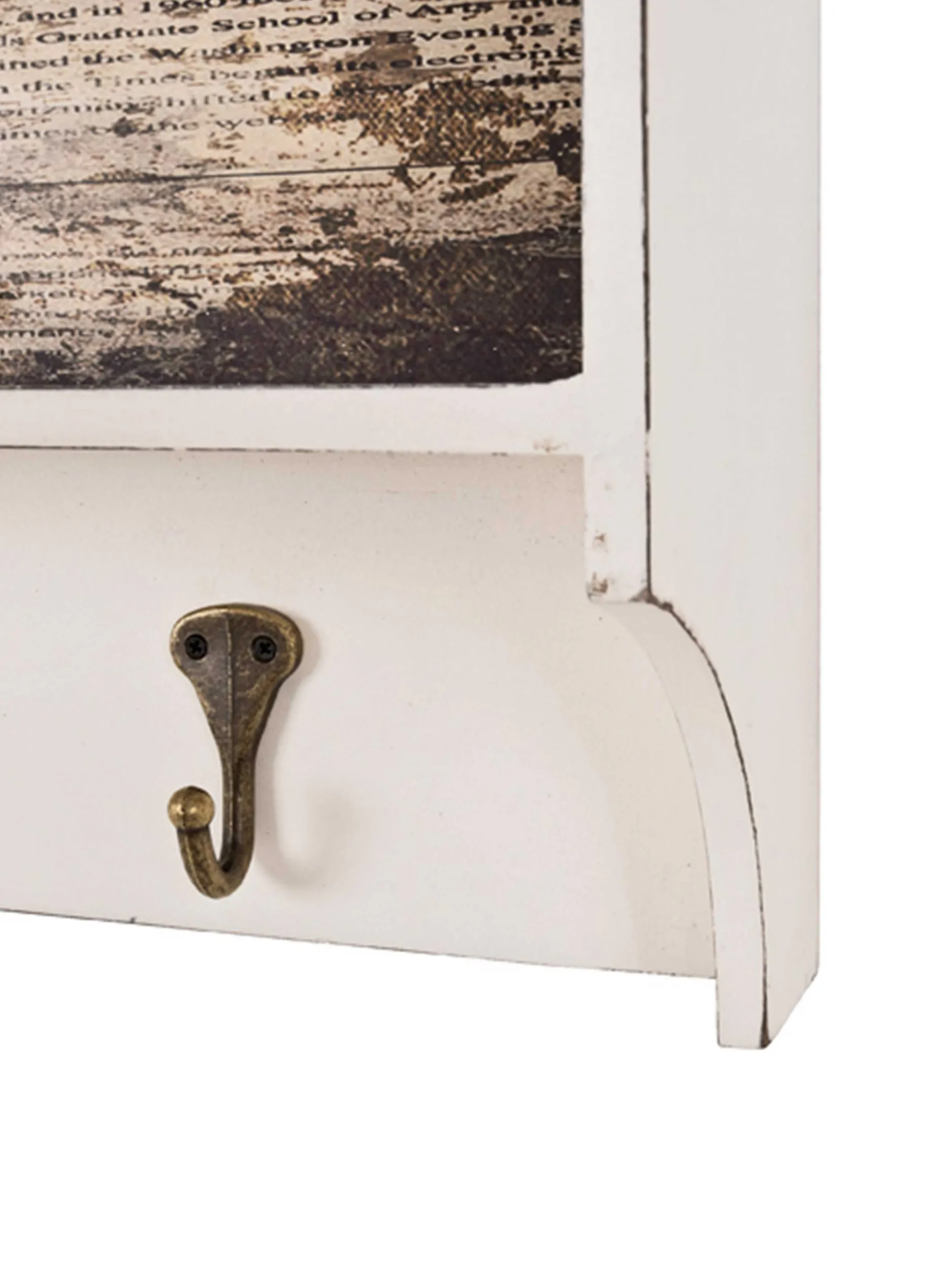 Wandgarderobe Raiden 76cm, 4 Haken - weiß/braun