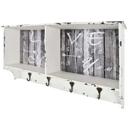 Wandgarderobe Raiden 76cm, 4 Haken - weiß/grau