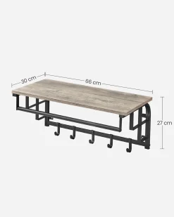 Wandgarderobe Rhodos | 66 x 30 x 27 cm | Graubeige Ausführung