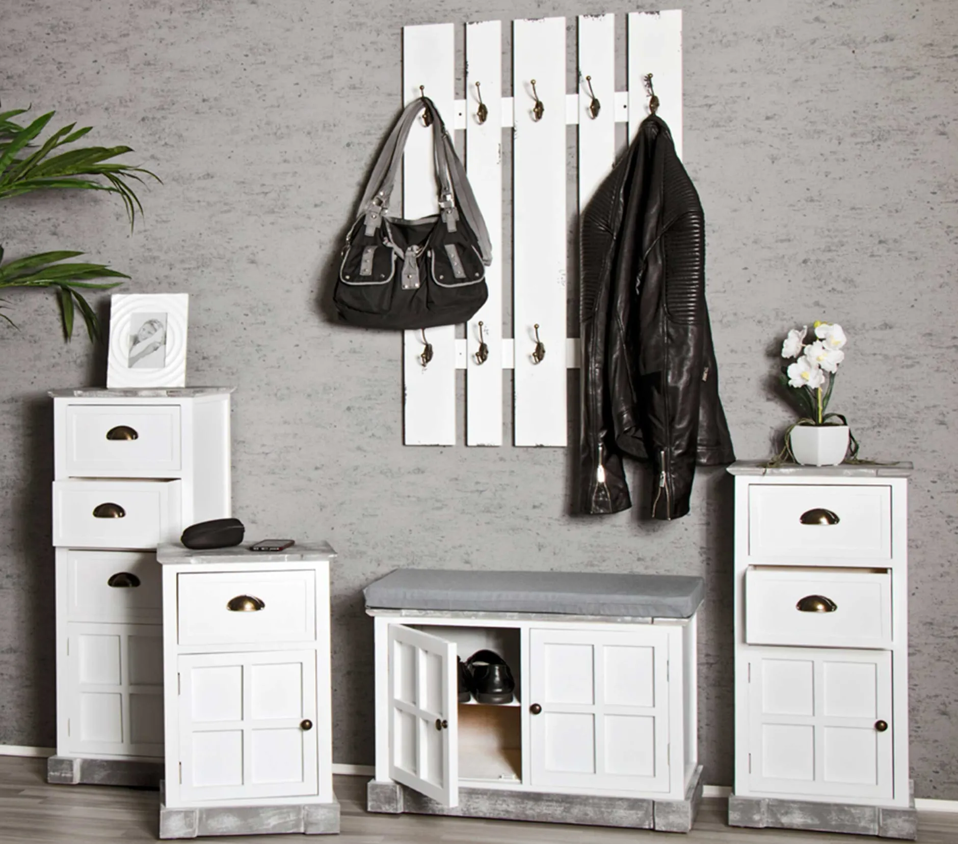 Wandgarderobe | 65 x 9 x 100 cm | Weiß